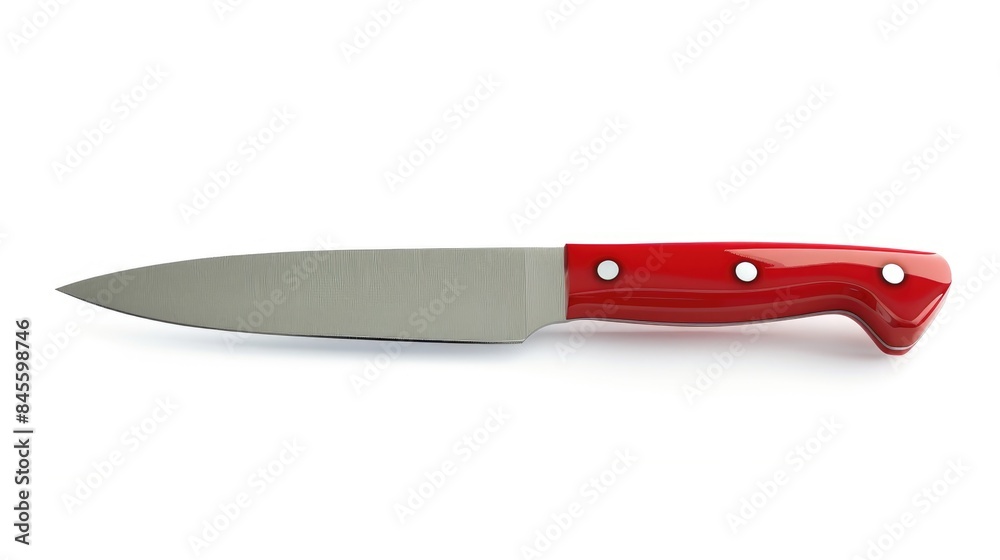 Red steel kitchen knife isolated on a white background Red steel kitchen knife isolated on a white background