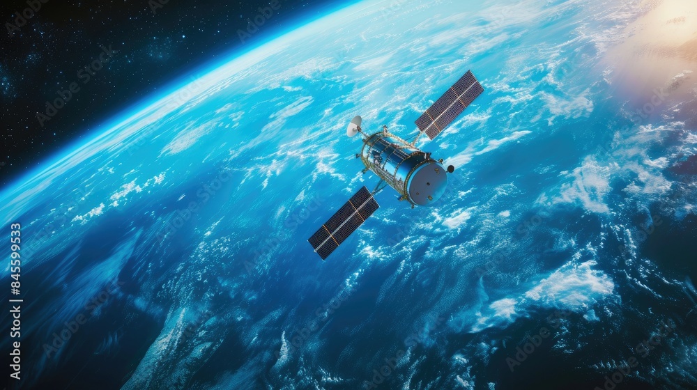 Fototapeta premium Technological Marvel: Satellite Above Our Planet