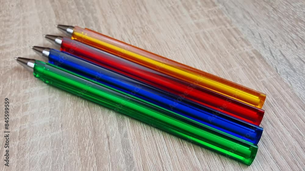 Colored pens. Plastic ballpoint pens,set.