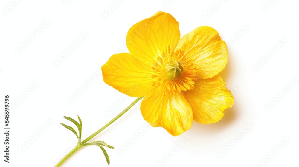 Yellow Spring Buttercup on White Background Yellow Spring Buttercup on White Background
