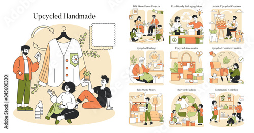 Upcycled Handmade. Flat Vector Illustration