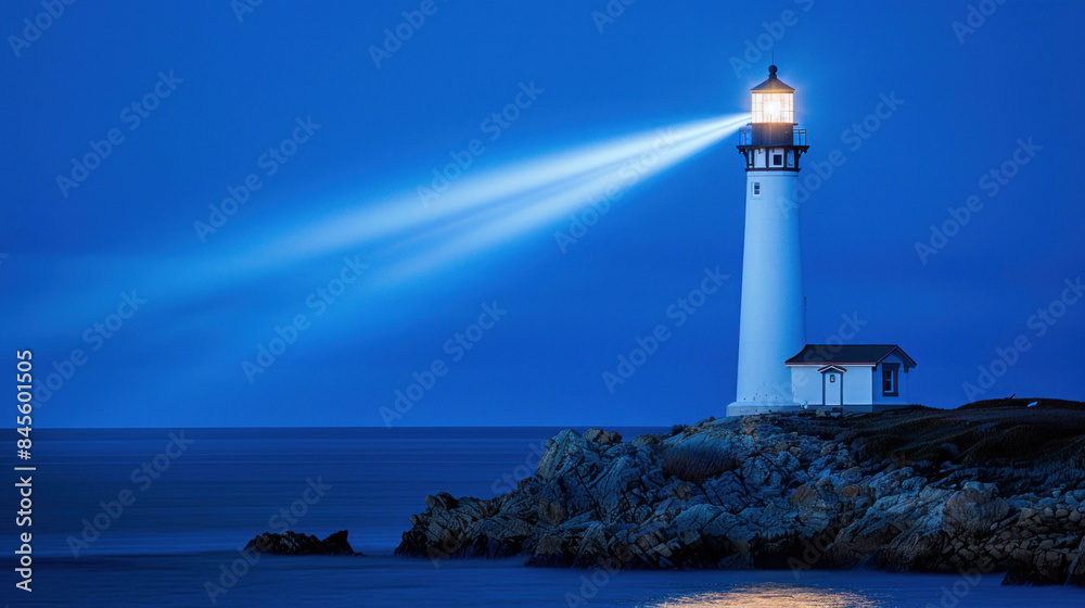 Lighthouse on rocky cliff at night Lighthouse on rocky cliff at night