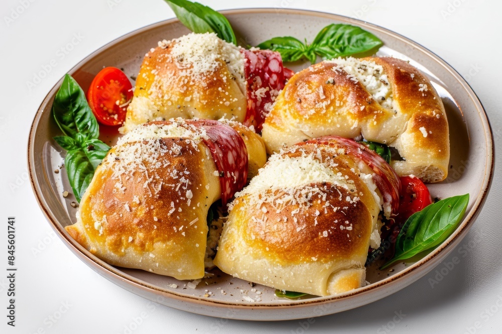 Delicious Calzone Rolls with Salami and Basil Delicious Calzone Rolls with Salami and Basil