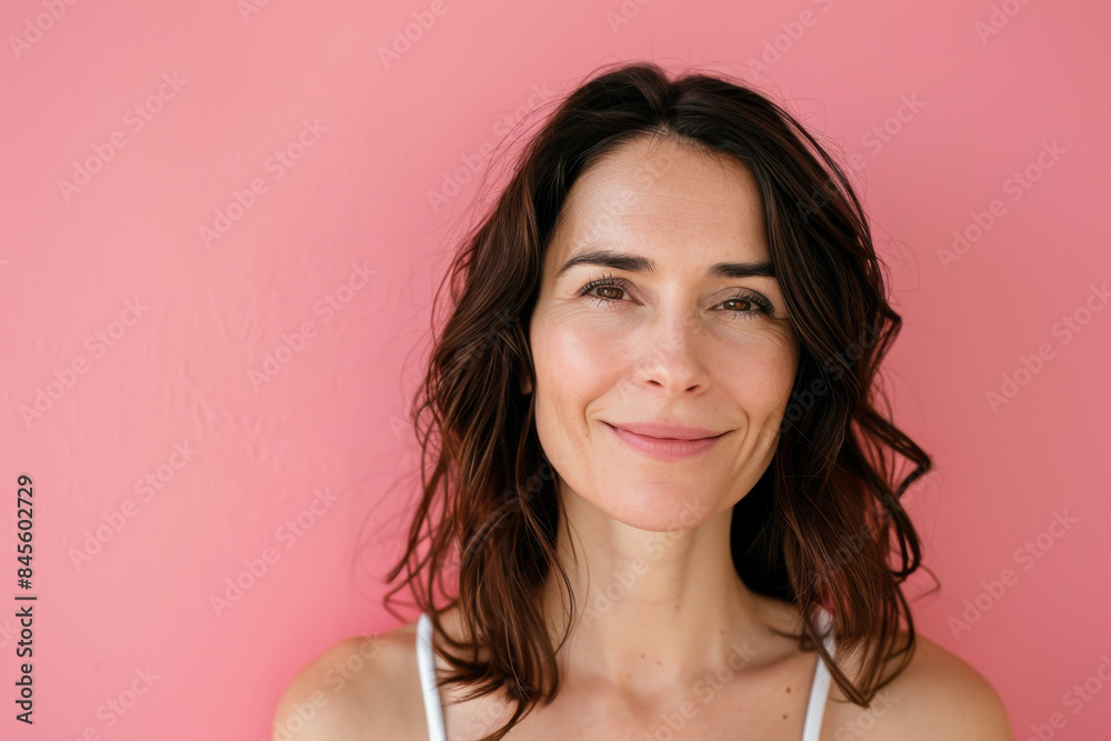 A close up portrait of a woman with a subtle smile A close up portrait of a woman with a subtle smile