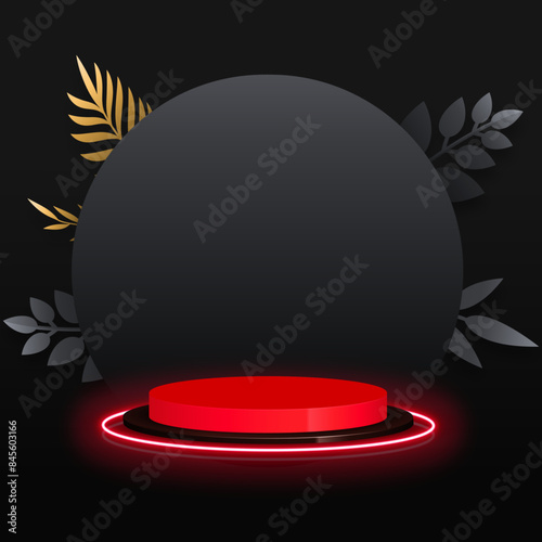 Luxurious Product Presentation Backdrop. Abstract Podium on a Dark Background for Cosmetics, Mock-Up Displays, and Stage Platforms
