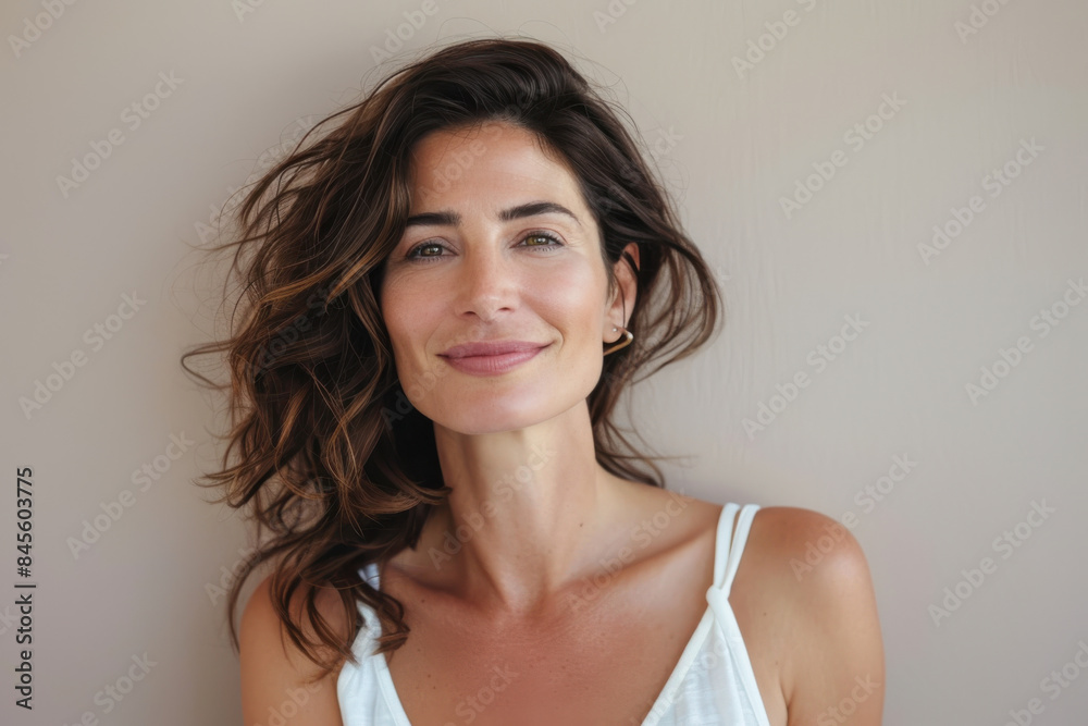 A close up portrait of a woman with a subtle smile