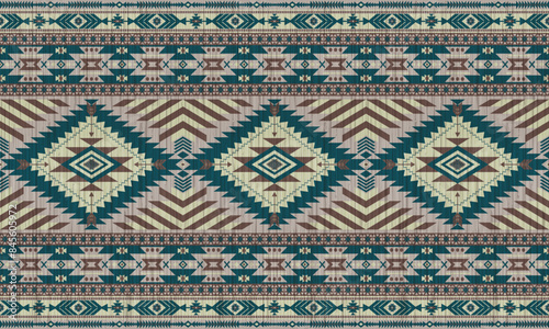 American tribal ethnic native pattern.Traditional Navajo,Aztec,Apache,Southwest and Mexican style fabric pattern.Abstract vector motifs pattern.For fabric,clothing,blanket,carpet,woven,wrap,decoration