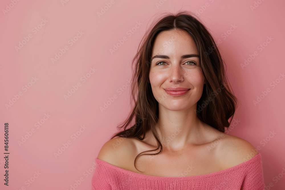 Fototapeta premium A close up portrait of a woman with a subtle smile