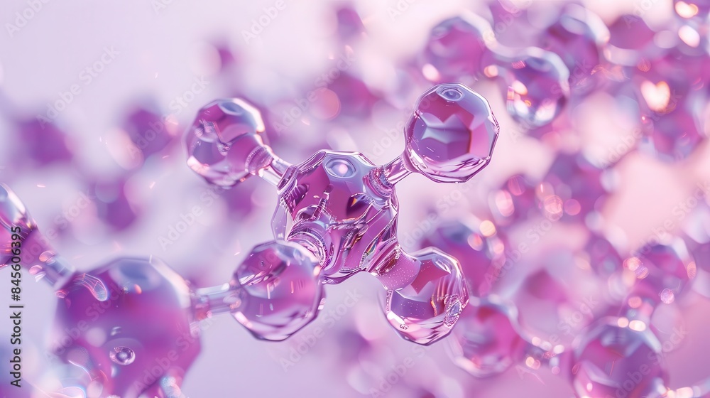 Abstract 3D rendering of a molecule structure in pink. Abstract 3D rendering of a molecule structure in pink.