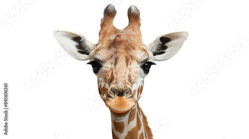 A captivating portrait of a young giraffe with a curious expression