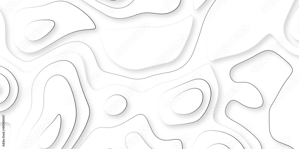 Abstract wavy line 3d paper cut white background with shadows. Abstract ...