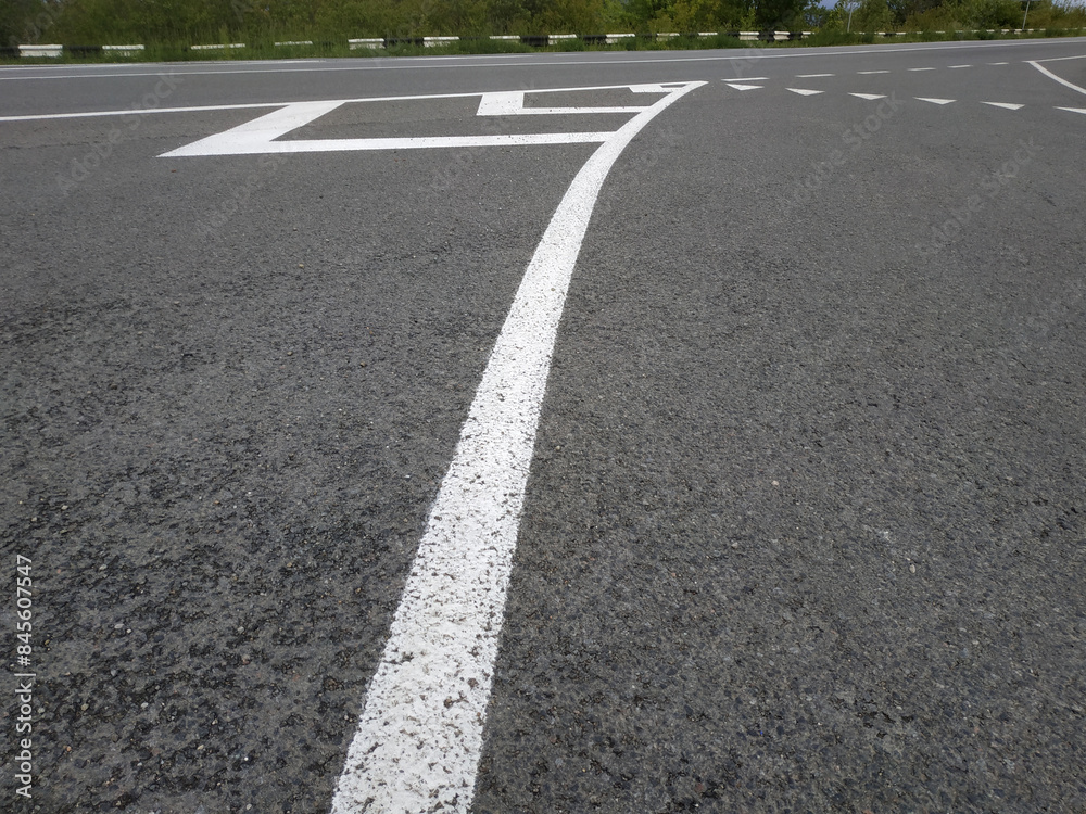 Road markings. White on gray and black. Abstract drawing art Road markings. White on gray and black. Abstract drawing art