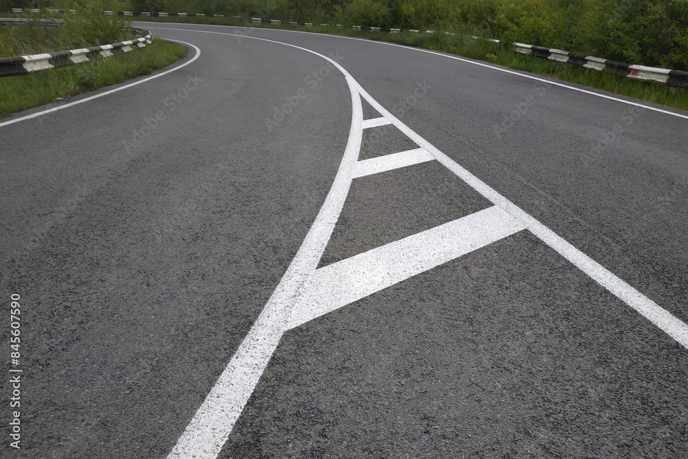 Road markings. White on gray and black. Abstract drawing art Road markings. White on gray and black. Abstract drawing art