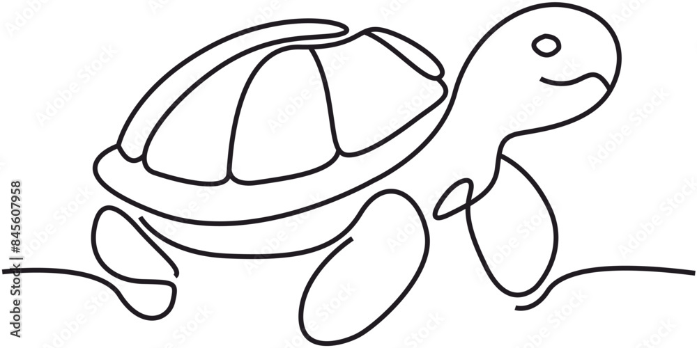 Naklejka premium turtle with one thick line