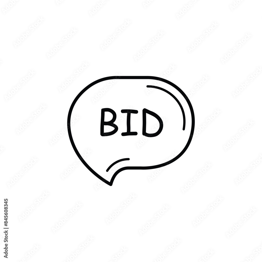 bid word in thin line speech bubble. concept of true product value or good deal for both sides. stroke style trend modern minimal auction logotype graphic art bid word in thin line speech bubble. concept of true product value or good deal for both sides. stroke style trend modern minimal auction logotype graphic art