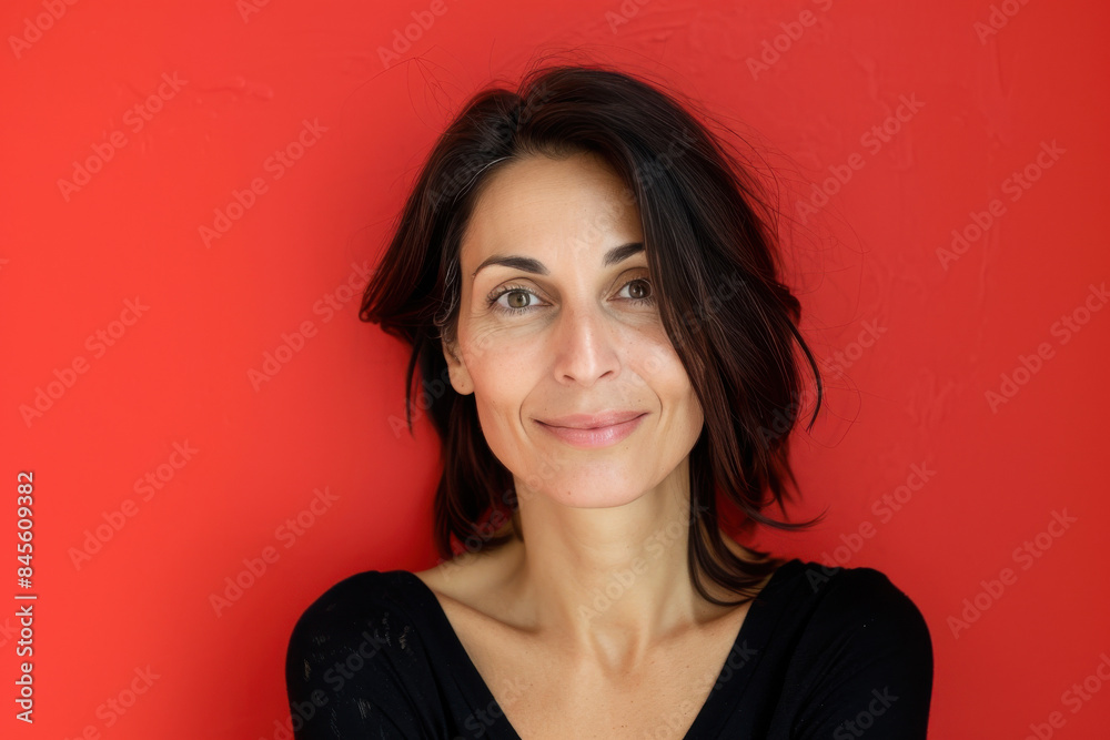 A close up portrait of a woman with a subtle smile A close up portrait of a woman with a subtle smile