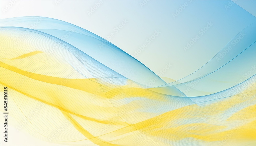 Fototapeta premium Abstract background with smooth waves in blue and yellow tones. Waved shaped lines transparent shade background. Elegant geometric banner background