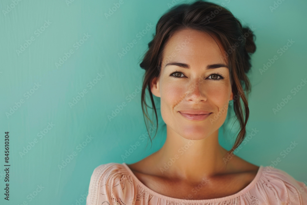 Fototapeta premium A close up portrait of a woman with a subtle smile