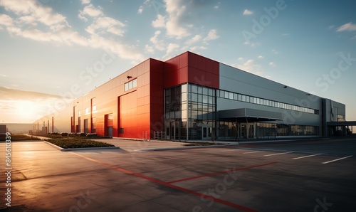 Modern Industrial Building at Sunset