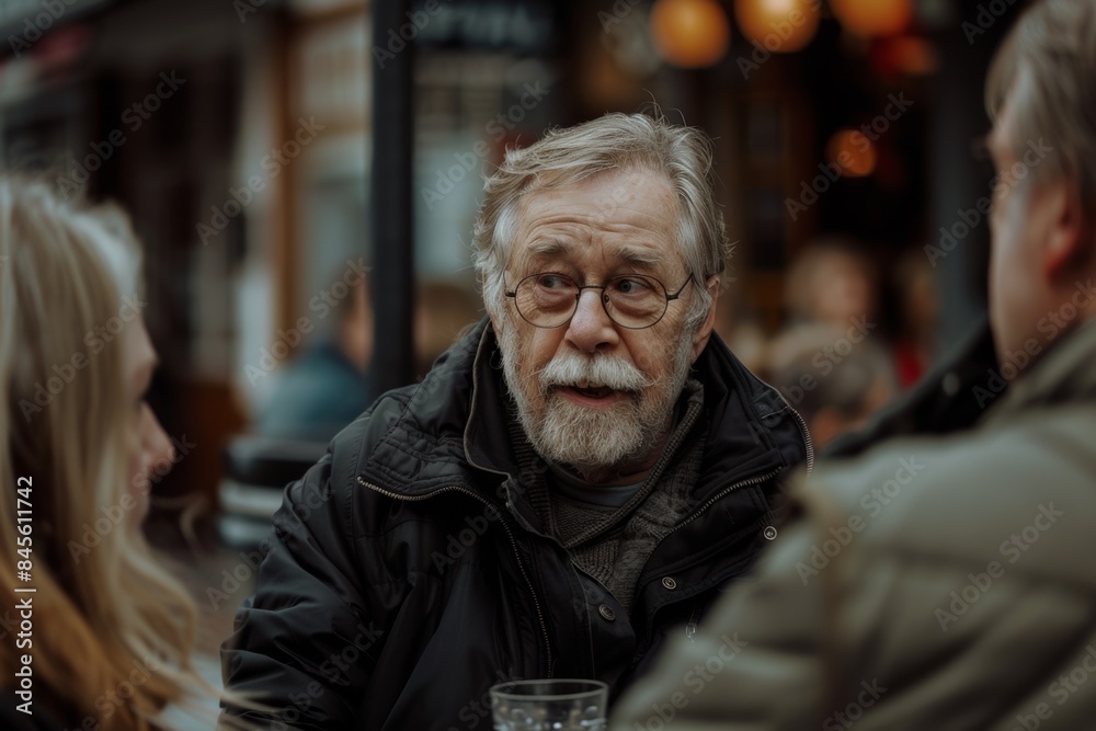 Portrait of a senior man with glasses on a city street. Portrait of a senior man with glasses on a city street.