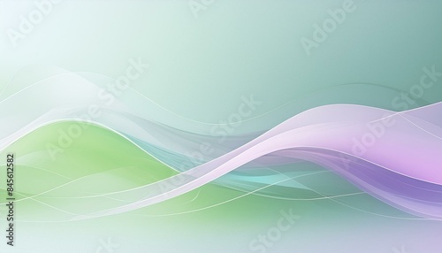 Abstract geometric background with flowing lines and waves. Modern pastel green and purple shiny wavy lines background