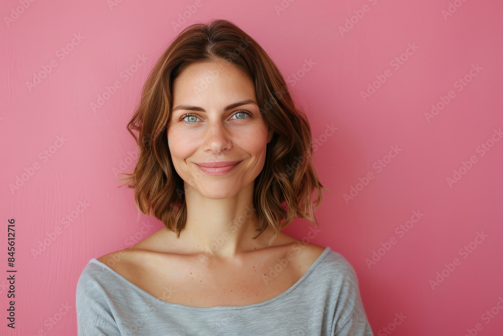 Fototapeta premium A close up portrait of a woman with a subtle smile