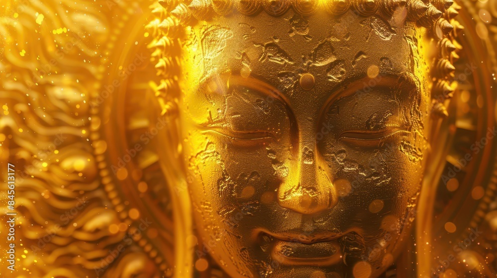 Obraz premium serene buddha portrait radiating inner peace and enlightenment meditative illustration