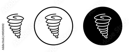 Twister tornado icon set. Spiral cyclone vector symbol. Wind twister sign.