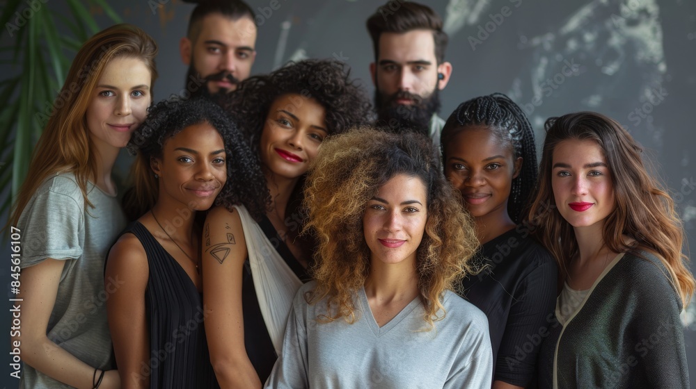 Group of 9 Beautiful People in Front of Background - High Quality Professional Photoshoot Group of 9 Beautiful People in Front of Background - High Quality Professional Photoshoot
