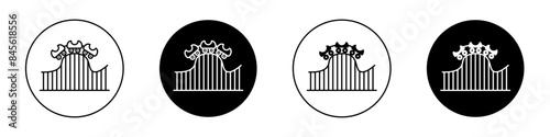 Roller coaster icon set. Vector symbol of a roller coaster for amusement park attractions.