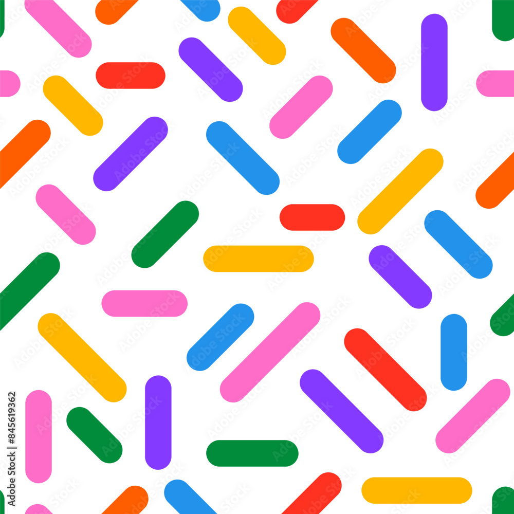 Naive abstract shapes in doodle  style in multi colored.  Vector illustration seamless versatile colorful pattern.