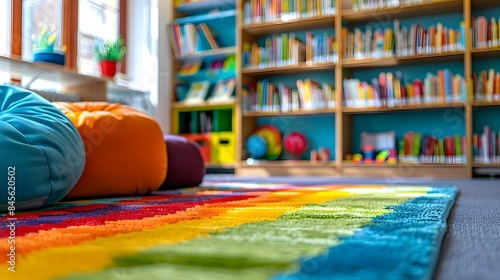 Colorful and Cozy Reading Corner in a Grade 1 Classroom