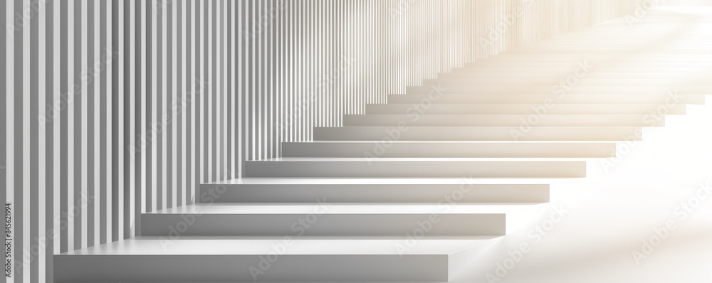 White background wall with vertical lines, 3D rendering, modern minimal entrance hall for product presentation White background wall with vertical lines, 3D rendering, modern minimal entrance hall for product presentation