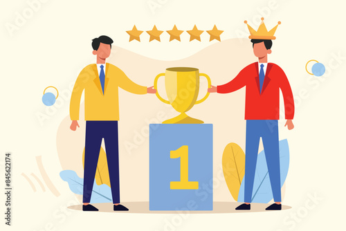 Client first Concept. Colored flat vector illustration isolated.