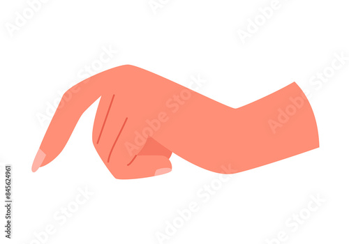 Hand with finger pointing. Hand fingers gesture, nonverbal communication cartoon vector illustration