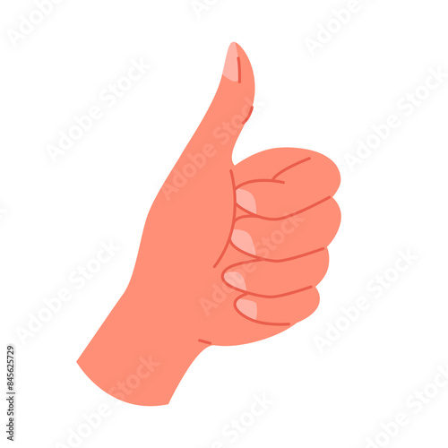 Hand with thumb up. Hand showing like gesture, appreciation sign cartoon vector illustration