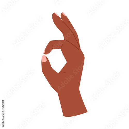 Hand showing okay gesture. Hand ok sign, nonverbal communication cartoon vector illustration