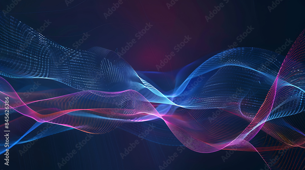 Abstract Calming Rhythm Background in Deep Blue with Pink Accents