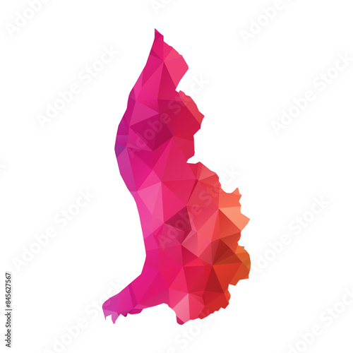 Abstract Polygon Map - Vector illustration Low Poly Color Rainbow Liechtenstein map of isolated. Vector Eps 10.