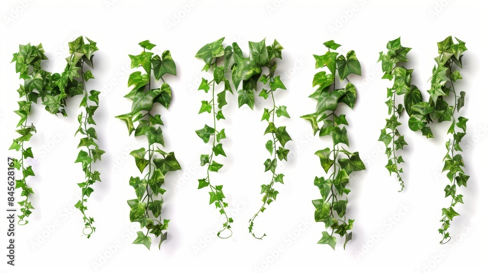 Green Ivy Vines on White Background, Generative AI Green Ivy Vines on White Background, Generative AI