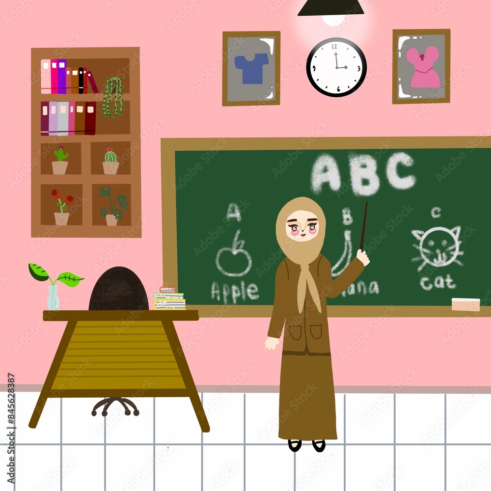 Teacher in classroom illustration Teacher in classroom illustration