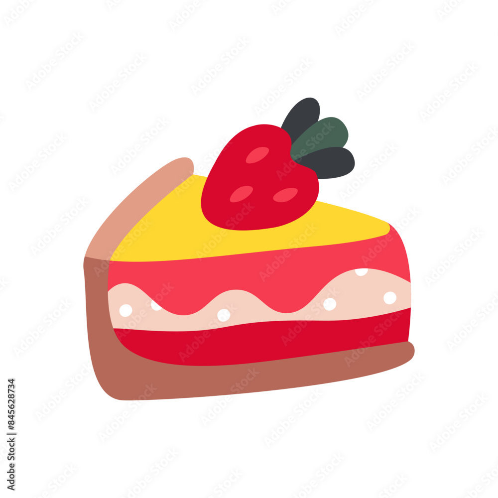 Valentines day slice cake. Celebrating love, romantic dessert, couple relationship cartoon vector illustration Valentines day slice cake. Celebrating love, romantic dessert, couple relationship cartoon vector illustration