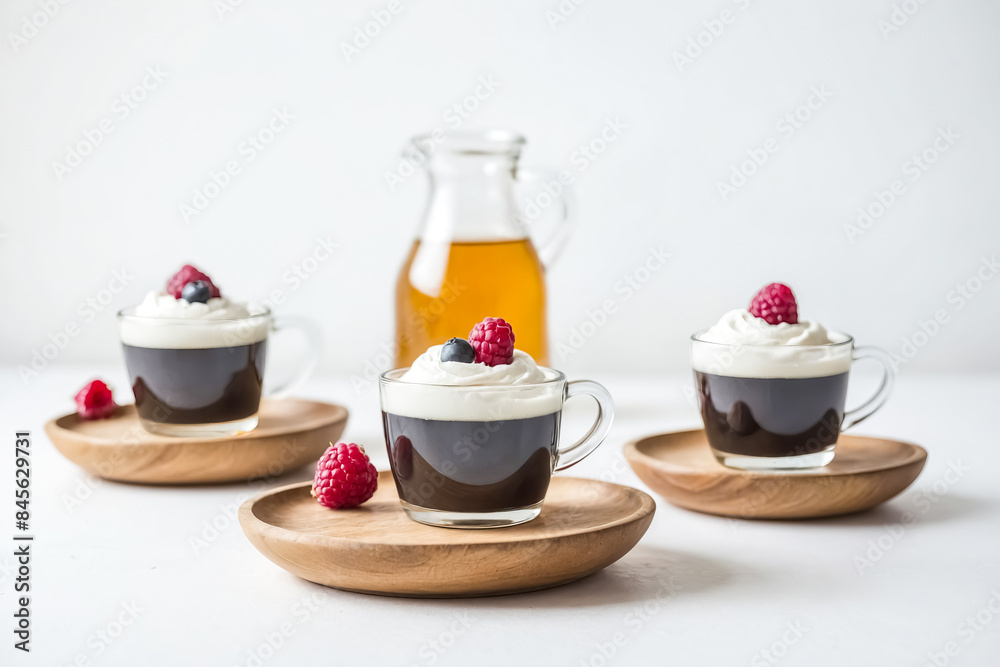 Coffee with whipped cream and berries Coffee with whipped cream and berries