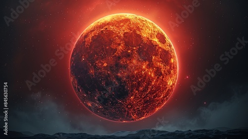 red moon, hyper detailed, beautifully color coded, beautifully color graded,  photo