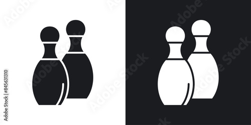 Bowling pins icon set. Bowling ball and pin vector symbol. Bowling game skittles sign. photo