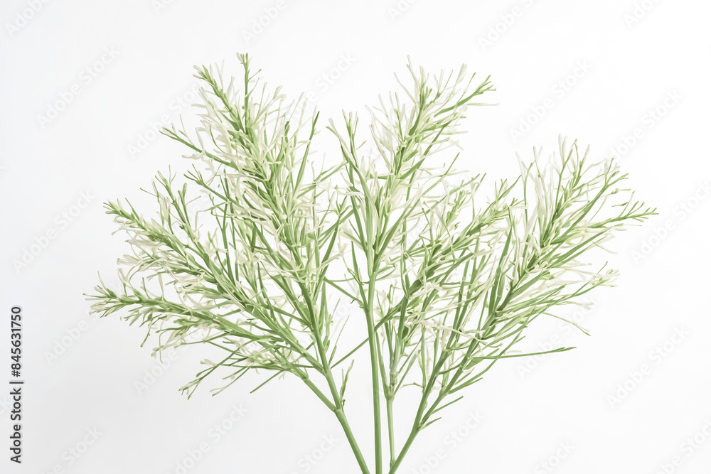 Delicate Green and White Flowers on a White Background Delicate Green and White Flowers on a White Background