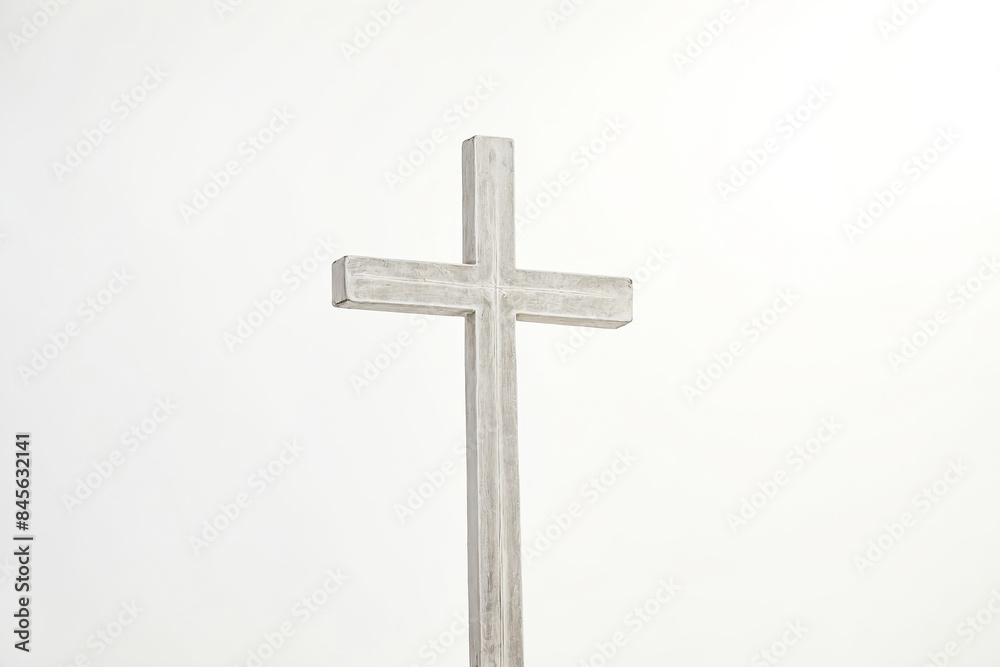 White Wooden Cross Against White Background White Wooden Cross Against White Background