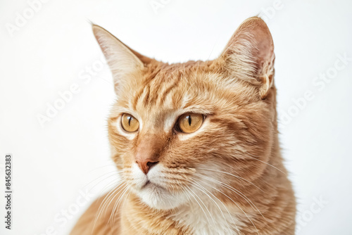 Close-Up Portrait of a Ginger Cat with White Chest