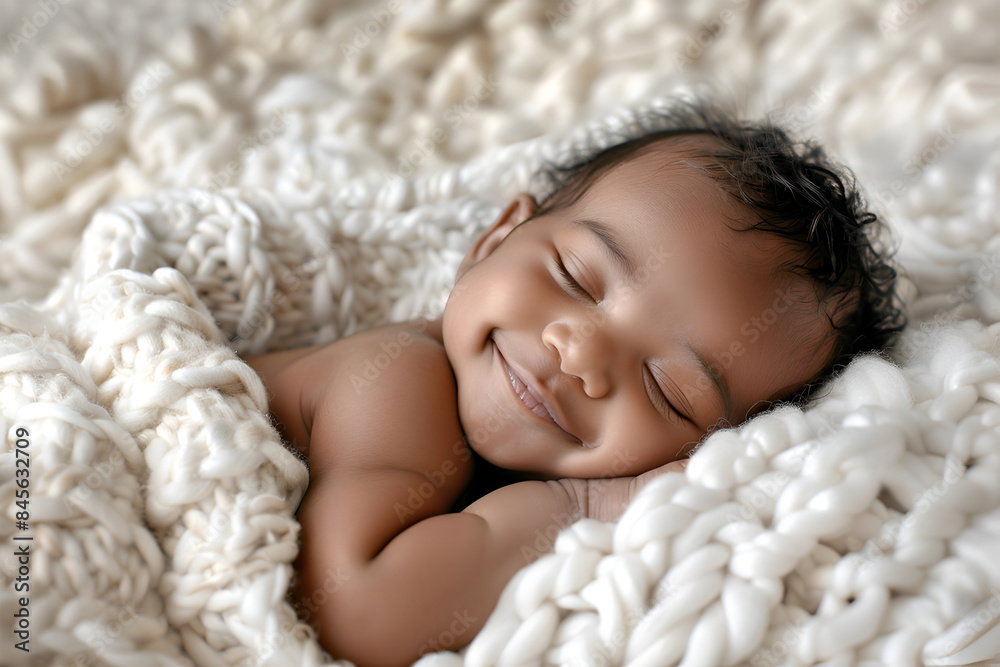 The cute baby is sleeping and smiling. The cute baby is sleeping and smiling.