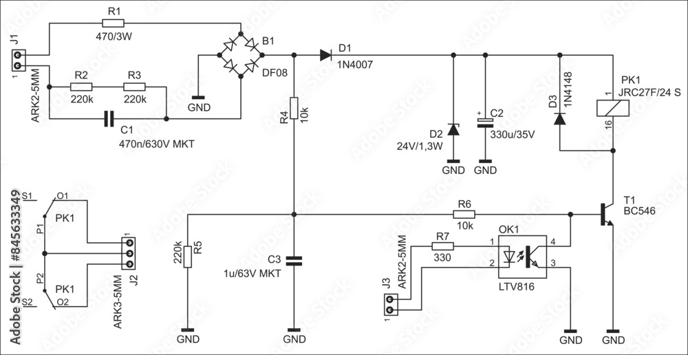 Schematic diagram of electronic device on sheet of paper.
Vector drawing electrical circuit with connector,
resistor, capacitor,transistor, diode, led, other components. Schematic diagram of electronic device on sheet of paper.
Vector drawing electrical circuit with connector,
resistor, capacitor,transistor, diode, led, other components.